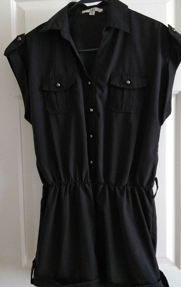 Solid black button down romper - Picture 3 of 3